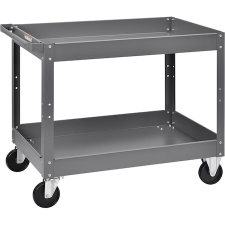 Global Industrial 2 Shelf Deep Tray Steel Stock Cart, 500 Lb. Capacity, 36L x 24W x 32H 988840